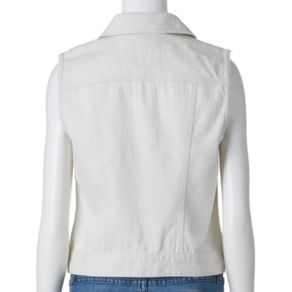 Mudd® Crochet Yoke Ripped Denim Vest - Picture 6 of 10